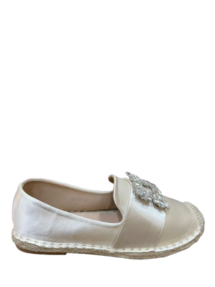 Crystal Buckle Espadrilles Loafers