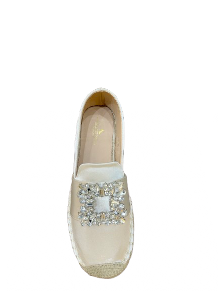 Crystal Buckle Espadrilles Loafers
