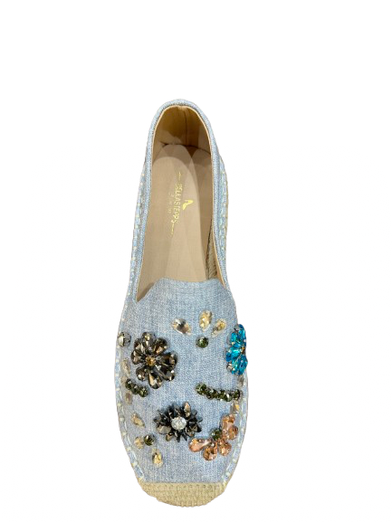 Jeweled Chambray Espadrille Loafers