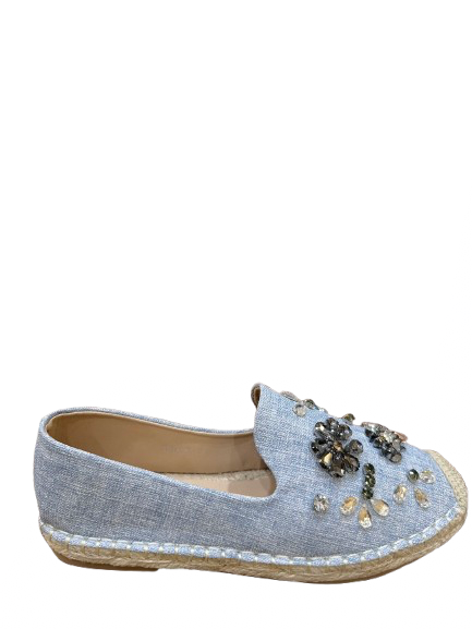 Jeweled Chambray Espadrille Loafers