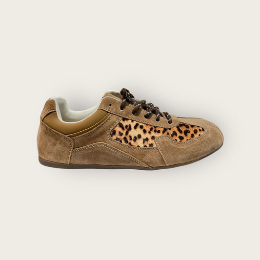 Suede and Haircalf Low-Top Sneakers