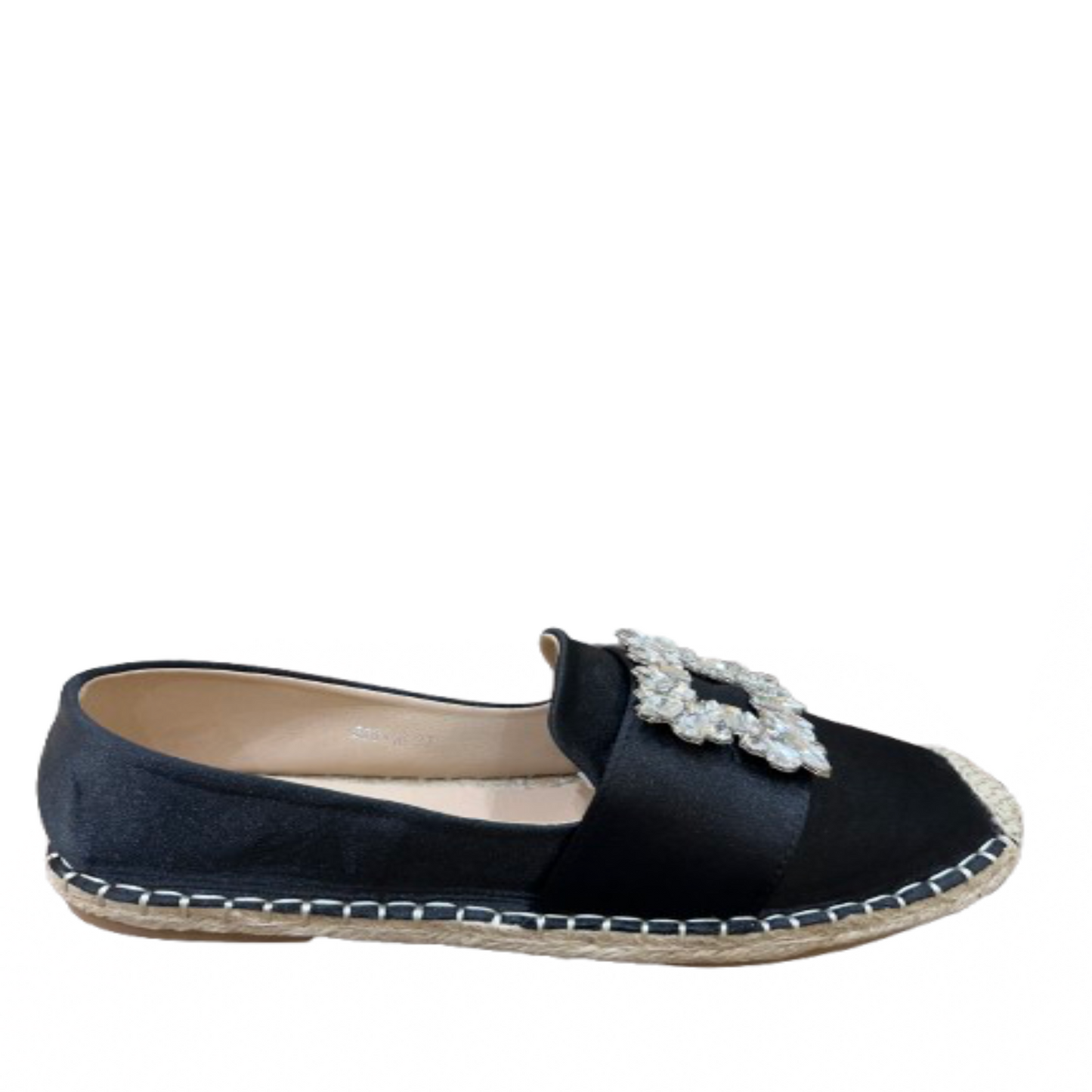 Crystal Buckle Espadrilles Loafers