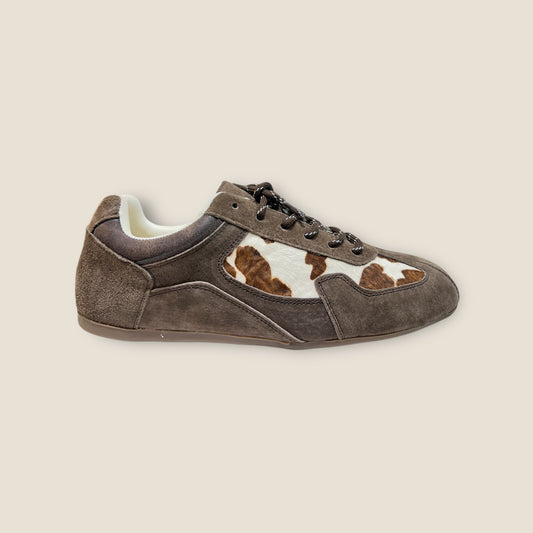 Suede and Haircalf Low-Top Sneakers