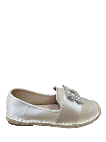 Crystal Buckle Espadrilles Loafers